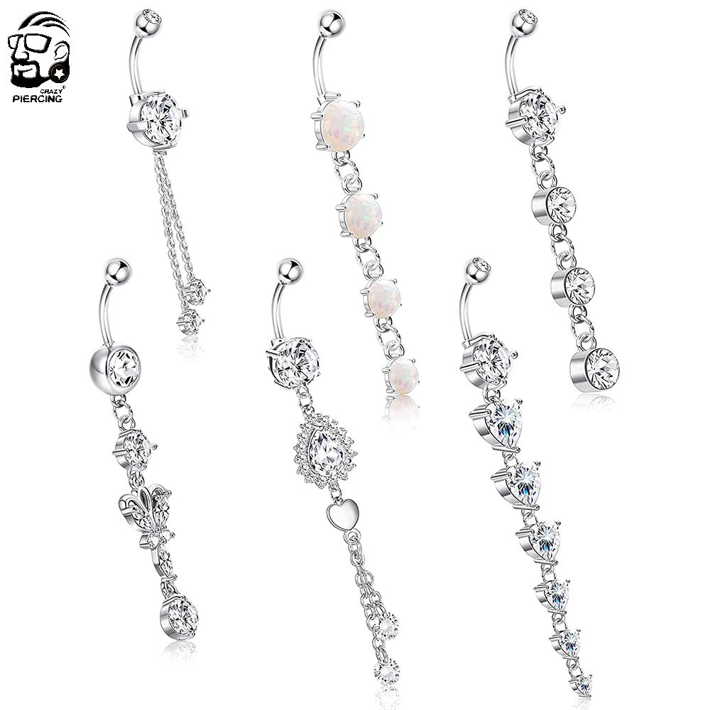 Bohemia longo balançar umbigo anéis de aço cirúrgico cristal umbigo anéis piercings nombril ombligo feminino masculino jóias do corpo