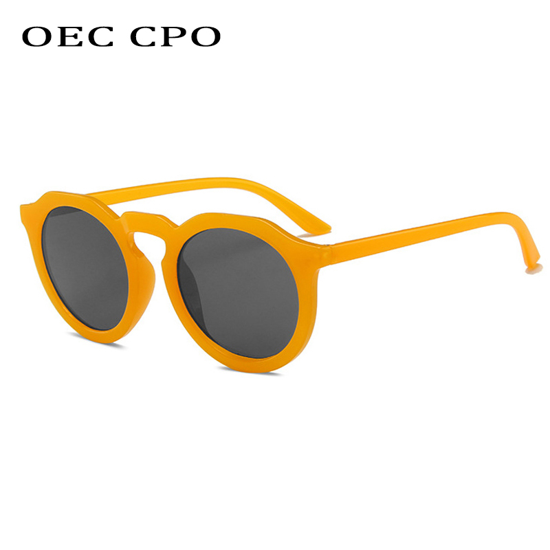 OEC CPO kacamata hitam bulat antik merek wanita desain modis kacamata hitam oranye untuk nuansa Wanita kacamata UV400 kacamata Oculos De Sol