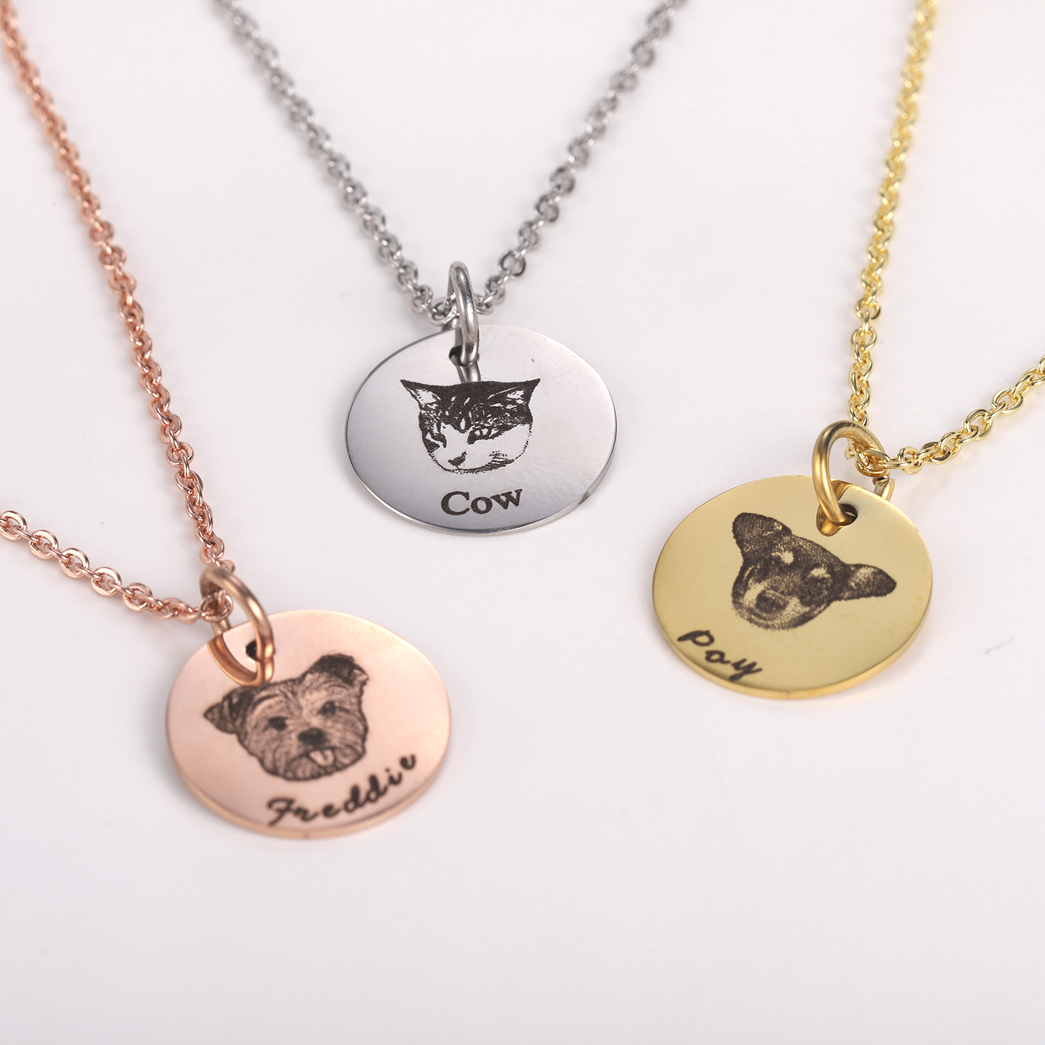 Collar de disco con foto de mascota personalizado para mujer, collares con colgante con nombre de gato pequeño, joyería de acero inoxidable 316L personalizada para mamá
