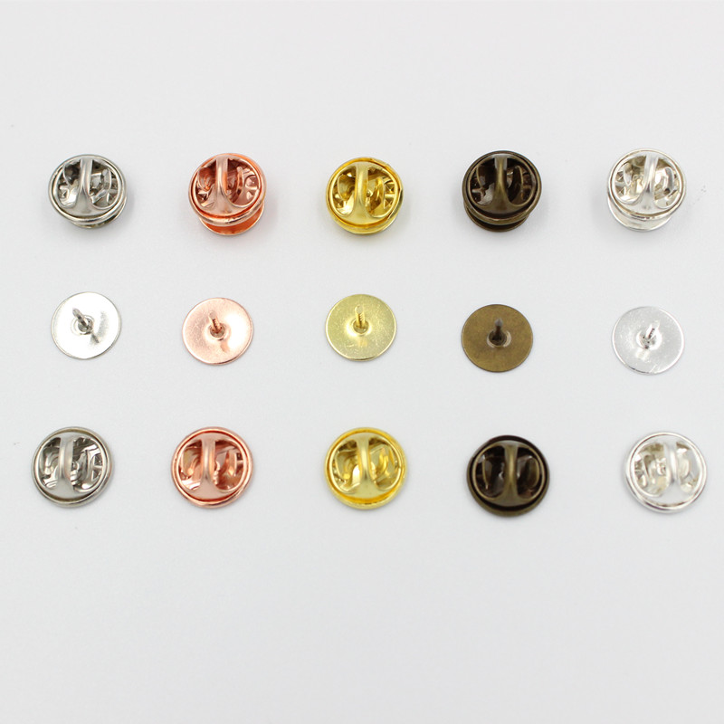 50 Sets (Stift + Rückseite) Stechbrosche-Pin-Einstellungen, 10 mm, 15 mm, flache Basis-Brosche-Pins, Schmetterlingsverschluss, DIY-Schmuckzubehör
