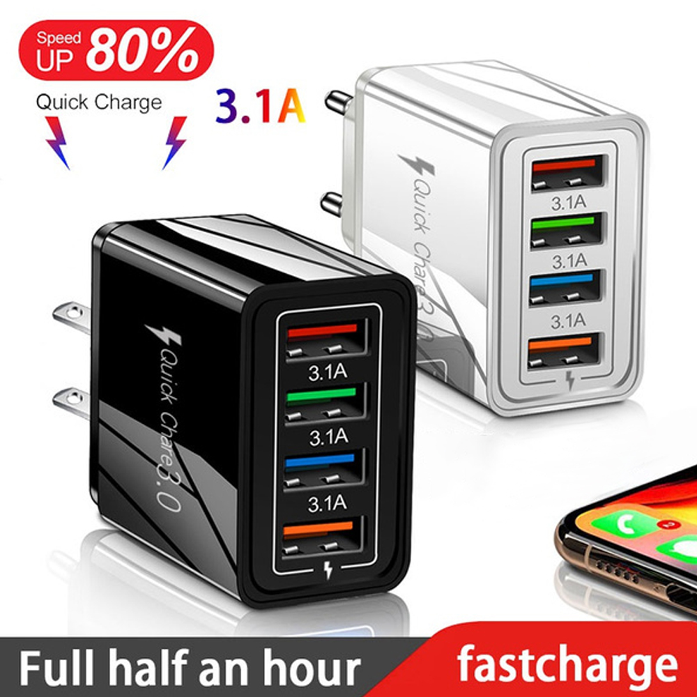 Cargador USB con enchufe UE/EE. UU., carga rápida 3,0 para adaptador de teléfono para iPhone 15 Pro Max, tableta, cargador móvil de pared portátil, cargador rápido