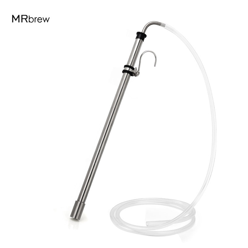 Siphon Bir Baja Tahan Karat dengan Selang 1M, Alat Tongkat Siphon Racking, Alat Transfer Bir dengan Kait untuk Ember Anggur Dapat Dicuci