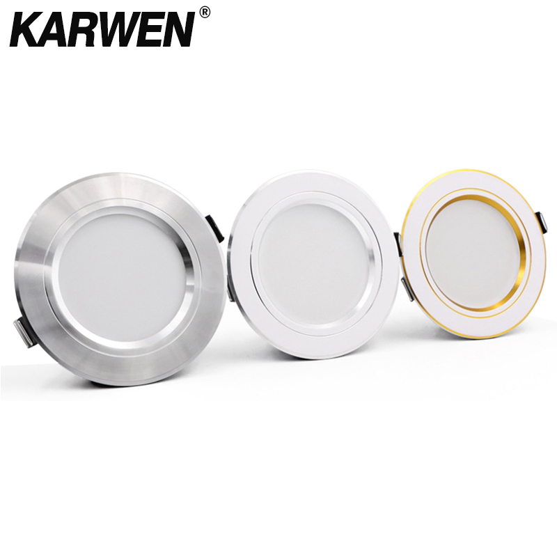 KARWEN LED Downlight cuerpo dorado/plateado/blanco 5W 9W 12W 15W 18W luz de techo led AC 220V 230V 240V para foco LED de interior