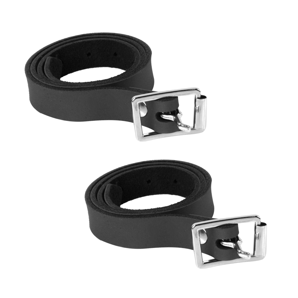 2 stücke Reiten Leder Spur Straps mit Legierung Schnalle Reit Schwarz 50x1,3x0,2 cm