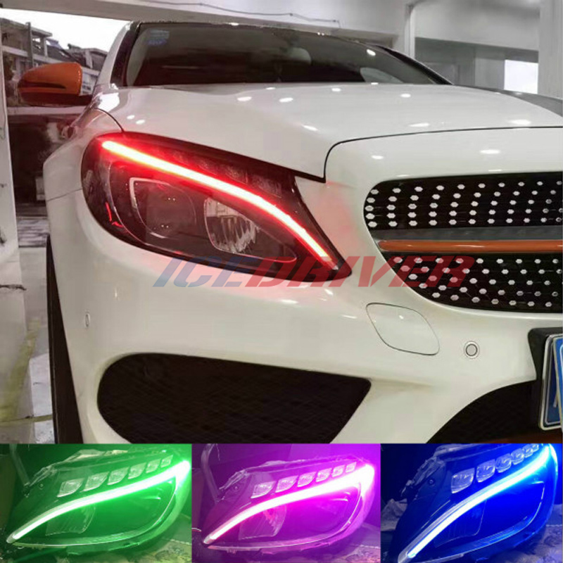 Icedriver para placas LED multicolor Mercedes Benz Clase C DRL RGB  w205 s205 a205 AMG c63 2014-2019 RGBW luces de circulación diurna