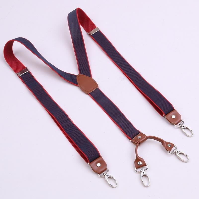 Tirantes de cuero PU marrón, 2,5 cm de ancho, 4 ganchos, tirantes para hombres/mujeres Y espalda, tirantes Retro, tirantes informales para boda