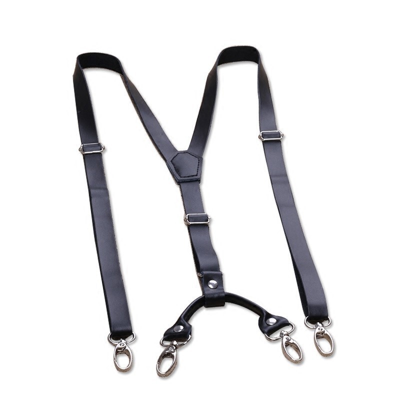 1.5cm skórzane dzielone męskie szelki modny haczyk klamra szelki elastyczne regulowane Suspensorio Bretelles Tirantes spodnie typu casual