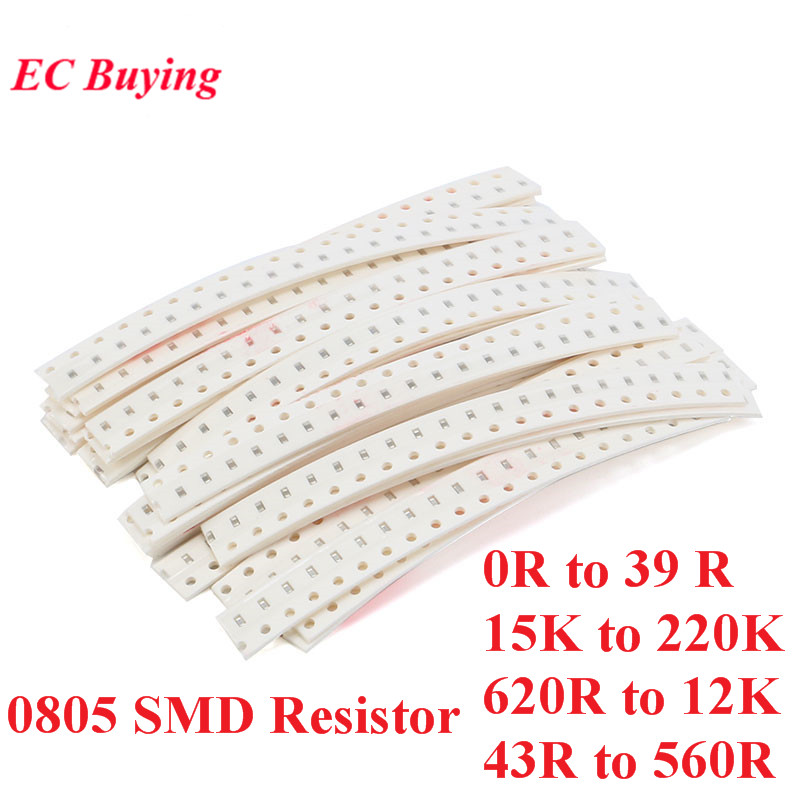 Kit surtido de resistencias SMD 500, Kit de Muestra 0805, bolsa de muestra, Kit de bricolaje, componente electrónico, 25 valores * piezas 20 piezas, 5% piezas