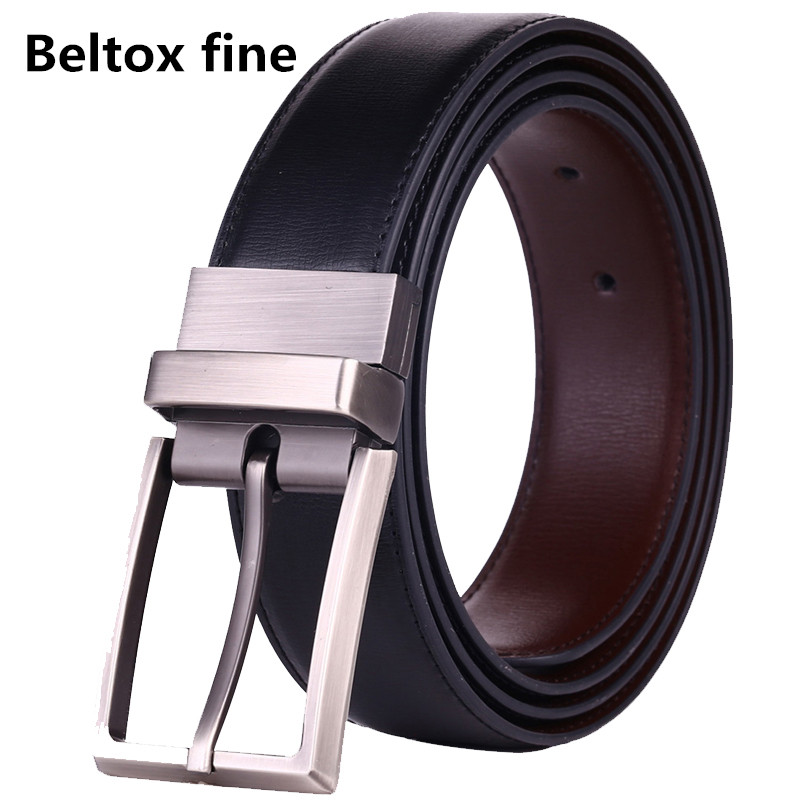 Ceinture réversible en cuir véritable pour hommes, 1 pièce, avec boucle rotative, sangle de taille deux en un, grande taille