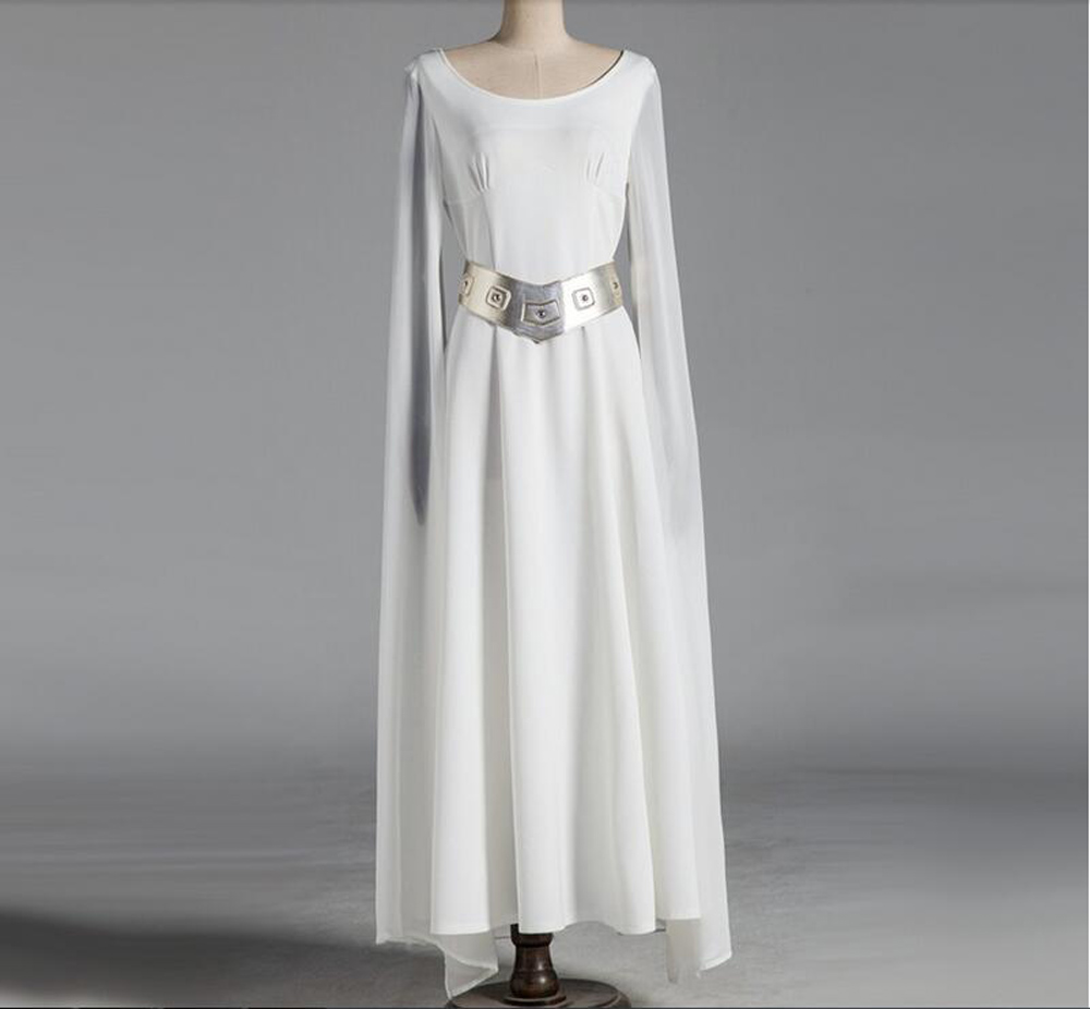Gaun Leia Cosplay Bintang Putri Leia Wars Gaun Cosplay Kostum Buatan Khusus Halloween Gaun Mewah Ukuran Apapun