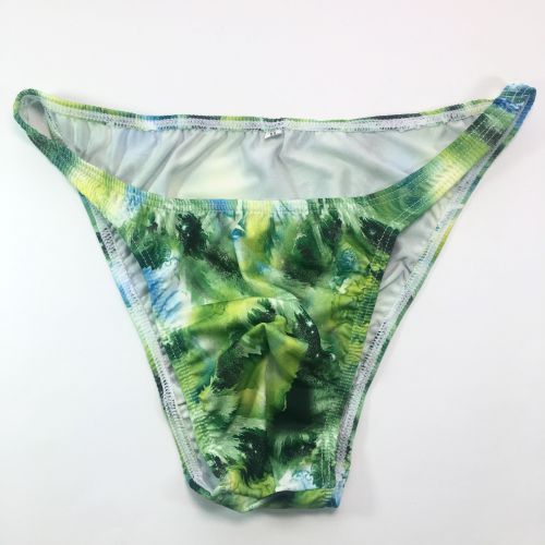 Heren stringbikini G3774 smalle taille zwart witte stippen polyester jersey