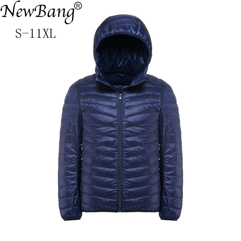 Newbang-男性用の超軽量ジャケット,冬用の防風フェザー付き大型コート,11xlおよび10xl