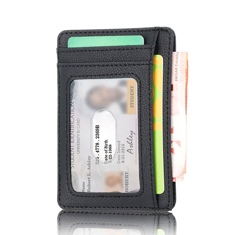 Mới RFID Ngăn Chặn Ví Da Nam Slim Thẻ Kinh Doanh Nam Di Động Mini Du Lịch Kim Tuyến Dành Cho Người Đàn Ông