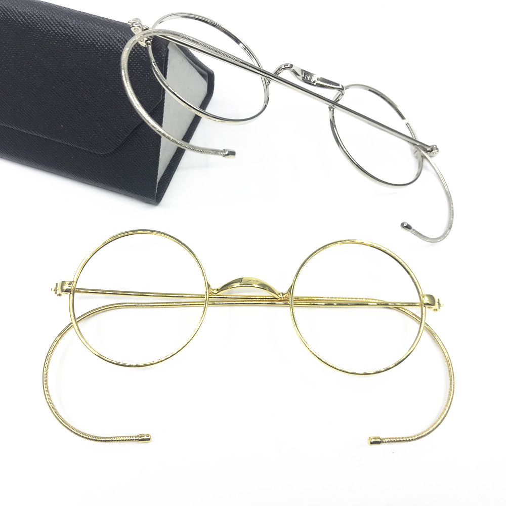 BETSION Vintage antico filo tondo cerchio uomo montature per occhiali cerchio completo ganci per le orecchie occhiali da vista occhiali da vista da donna
