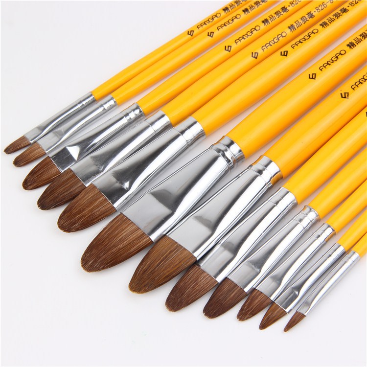 6 Cái/bộ Cao Cấp Bàn Chải Lông Bờm Tranh Bàn Chải, lưỡi Cao Điểm Hàng Bút Acrylic Tranh Bút Màu Nước Gouache Tranh Bút