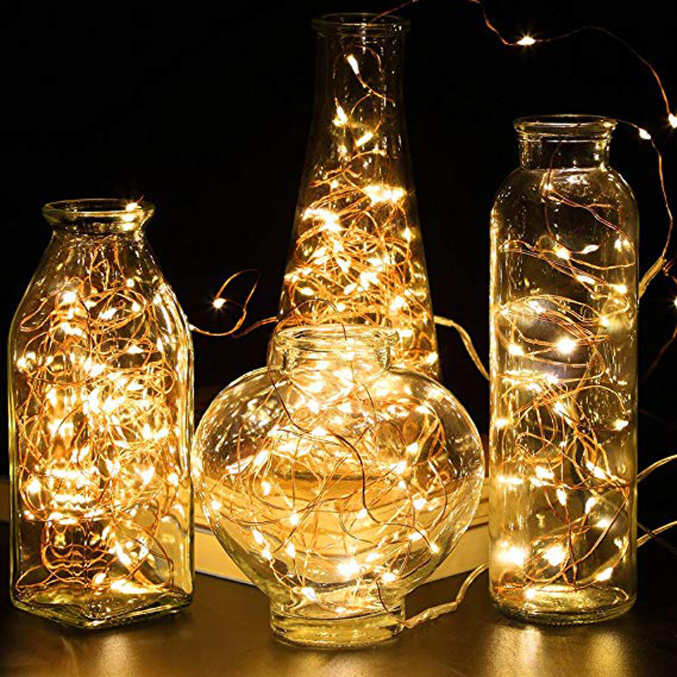 Xsky LED fil de cuivre chaîne lumières 1M 2M à piles fée lumières guirlande de noël fête de mariage verre artisanat bouteille décorative