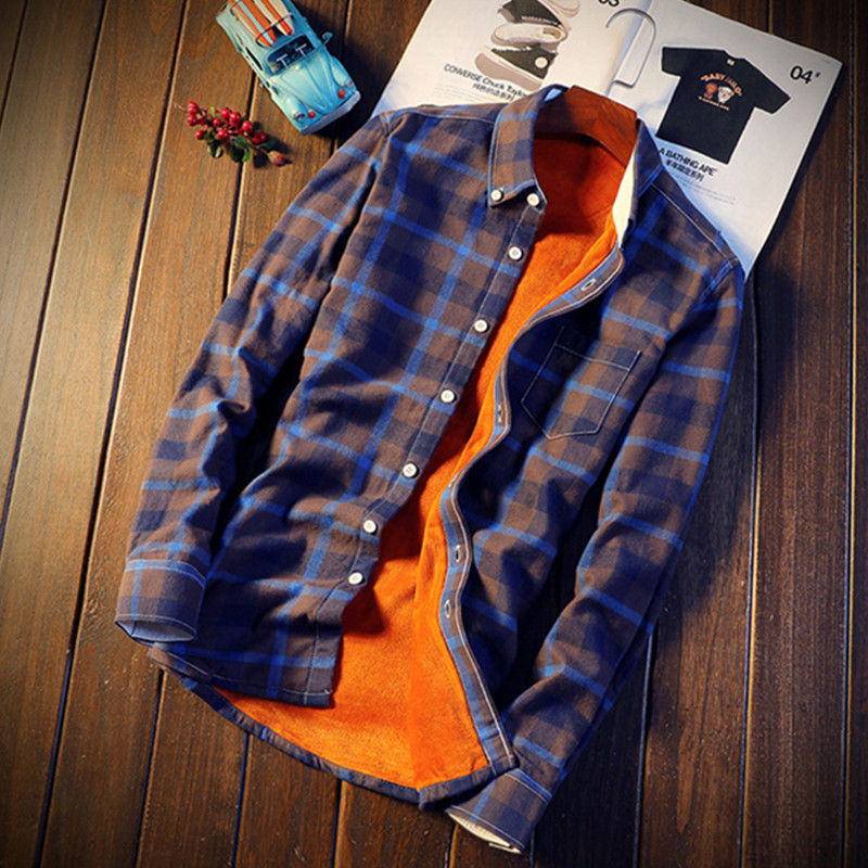 Camisa Masculina Heren Geruit Flanellen Overhemden Heren Casual Herfst Winter Lente Dik Warm Fleece Katoenen Shirt Met Lange Mouwen Mcs06
