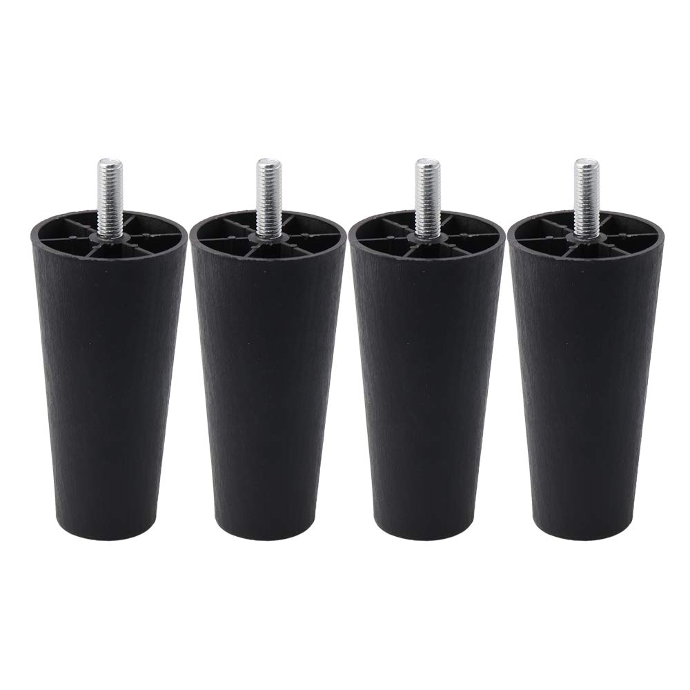 4 個ラウンドテーパーブラックプラスチック家具脚高さ 40 65 90 100 120 ミリメートル M8 * 25 スレッドシャンク付きソファソファと椅子