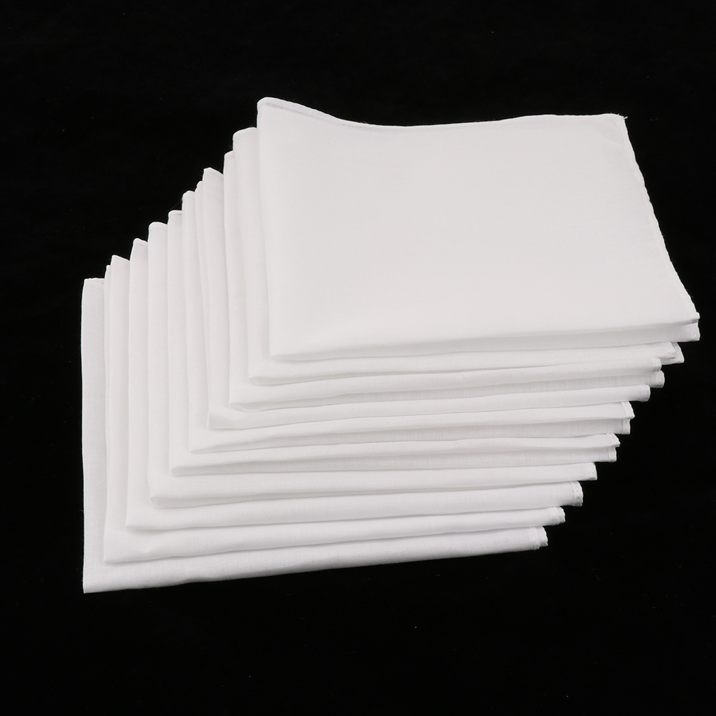 Lenço de algodão quadrado de bolso, lenço sólido branco, toalha de peito em branco, terno do partido do feriado do vintage, presente do vintage, baile, 10pcs