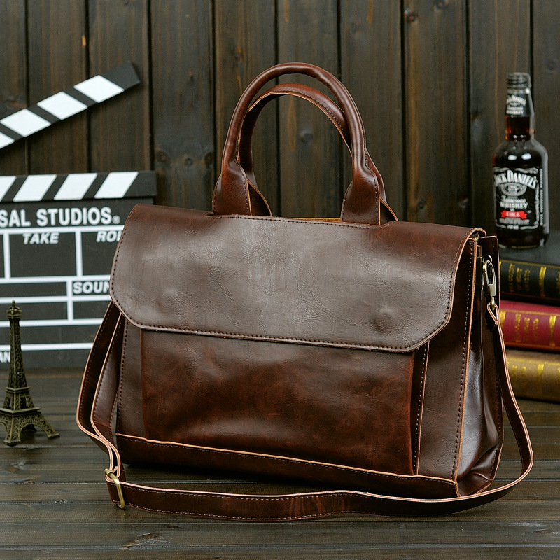 GUMST Retro Men's Briefcase Crazy Horse Leather Laptop Handbag Business Men Messenger Bags Leather Laptop Bag
