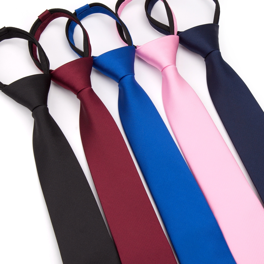 Gravata masculina com zíper, gravata preguiçosa fashion sólida 6cm, gravatas de negócios para homens, lenço, gravata borboleta, acessórios de camisa de casamento