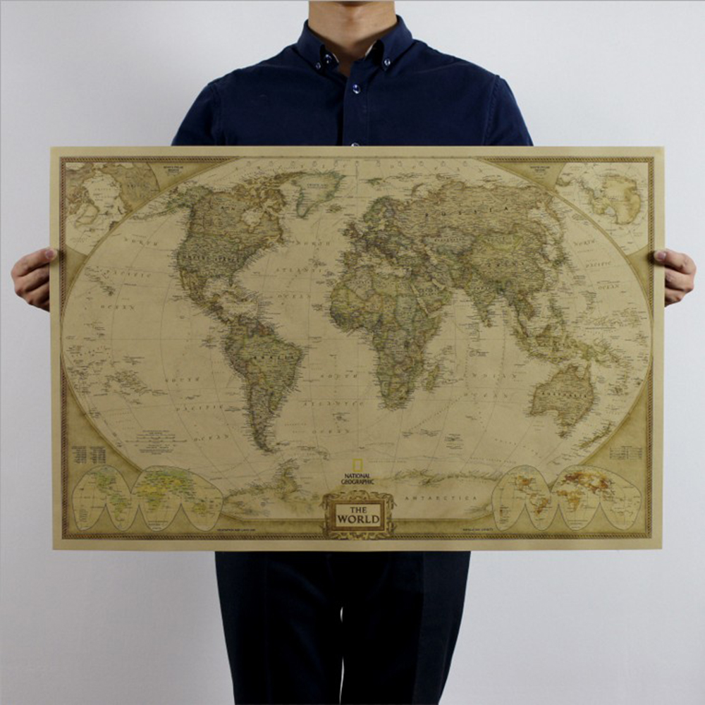 Cổ Điển lớn Bản Đồ Thế Giới Văn Phòng Nguồn Cung Cấp Chi Tiết Antique Poster Tường Biểu Đồ Retro Giấy Matte Giấy Kraft 28*18 inch bản đồ Thế Giới Của