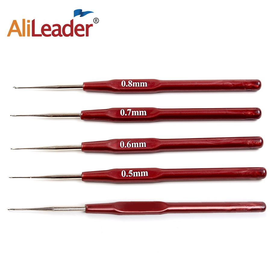4 unids/lote gancho aguja Micro gancho para hacer herramientas para el cabello trenzado rastas 0,5 Mm 0,6 Mm 0,7 Mm 0,8 Mm mango liso