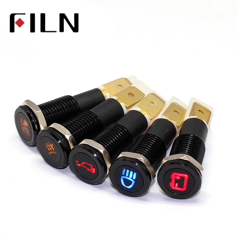 12mm lampe étanche FILN 12V LED voiture bateau LED avertissement tableau de bord feux de signalisation Instrument lumière pilote