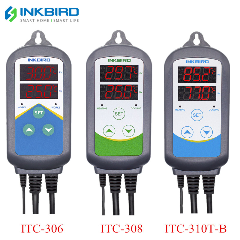 INKBIRD – régulateur de température pré-câblé pour chauffage et refroidissement, 3 Types de contrôleur de température ue d'ITC-306, ITC-308, ITC-310T-B