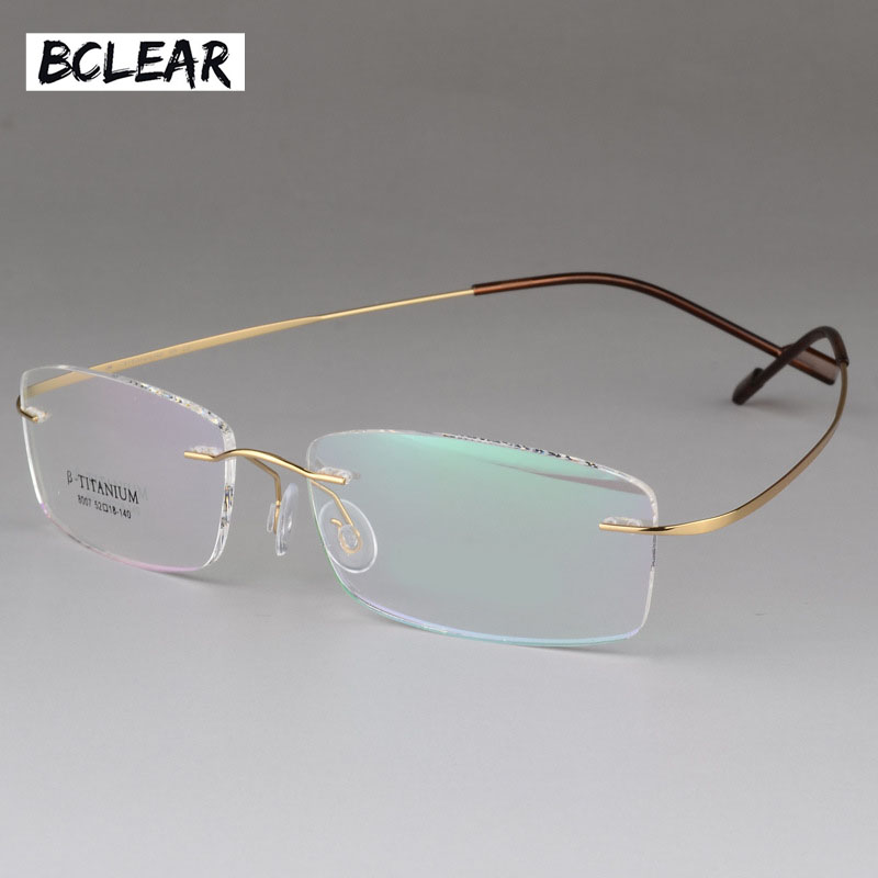 BCLEAR-Lunettes sans monture en titane pur unisexe, monture optique sans monture, lunettes à mémoire de forme, confortables, hommes et femmes, haute qualité