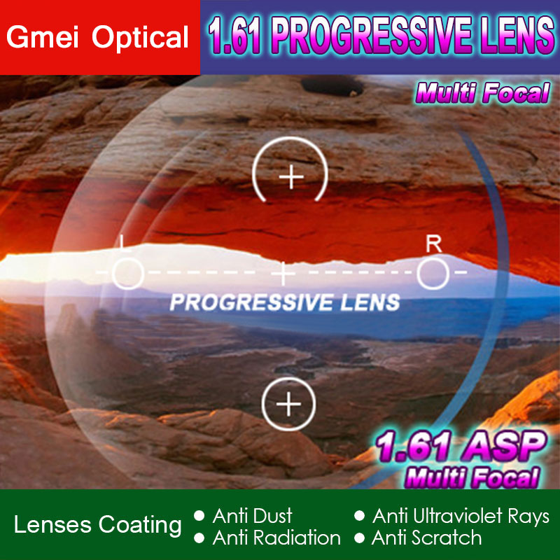 1.61 Standard Progressive Prescription Spectacle เลนส์ออพติคอลแบบกําหนดเอง 2 ชิ้นพร้อมการป้องกันรังสียูวีและการเคลือบป้องกันแสงสะท้อน