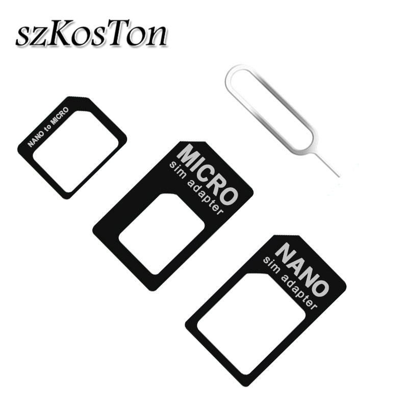 4in1 マイクロナノ SIM カードアダプターコネクタナノ SIM カードをマイクロ標準アダプターに変換 iPhone Huawei Xiaomi Samsung