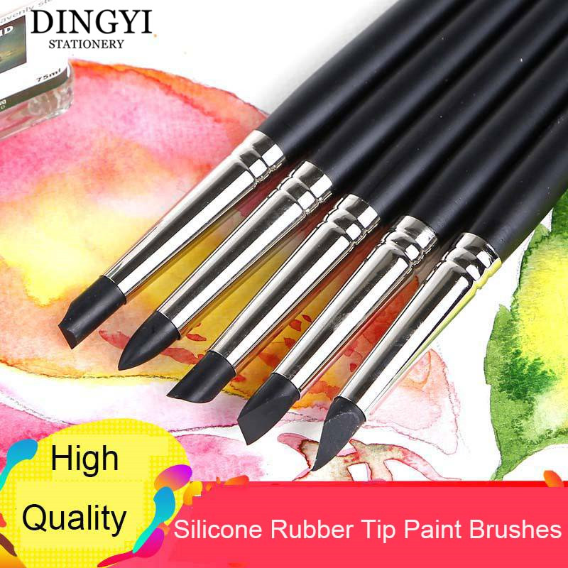 Bộ 5 Ốp Cao Su Đầu Bút Lông Cho Màu Nước Sơn Dầu Điêu Khắc Đất Sét Pơ Mu Để Tạo Hình Dụng Cụ Nghệ Thuật Tiếp Liệu