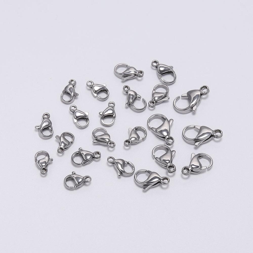 Ganchos de langosta de acero inoxidable, conectores de cadenas para collar, pulsera, fabricación de joyas, 30 Uds./lote