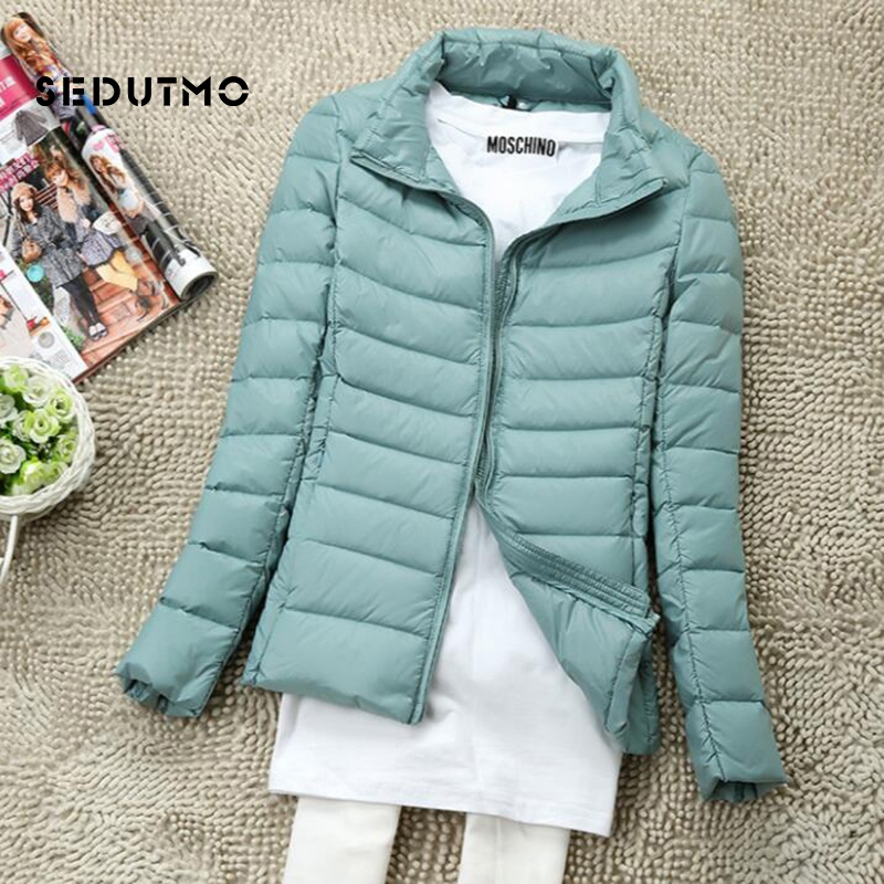 SEDUTMO Winter Frauen Unten Mantel Kurze Ultra Licht Ente Unten Jacken Dünne Puffer Jacke Herbst Parkas ED660