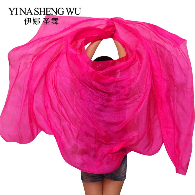 100% Silk Handmade Veils Belly Dance Performance Gradient Multi Color Silk Veil Belly Dance Accessories Kids Adults 5 Sizes