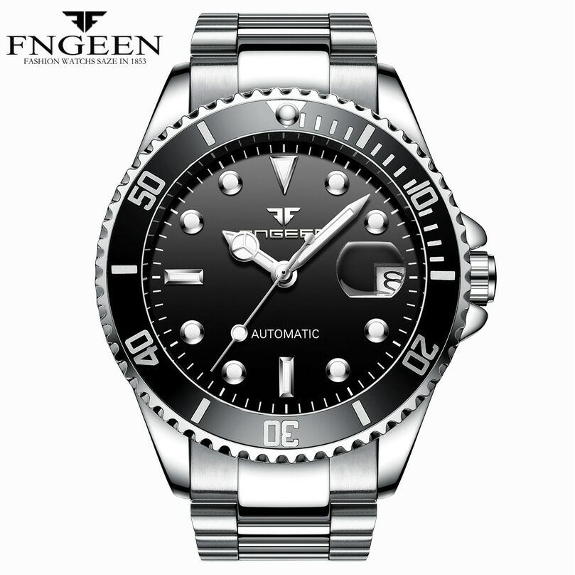 Relógio automático masculino de lona verde militar mecânico esportivo moda pulseira de nylon relógio de pulso masculino
