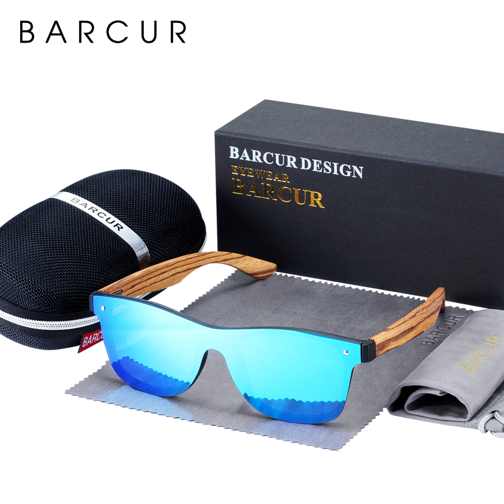 BARCUR วินเทจ Vintage วินเทจ Shade ผู้ชายแว่นตากันแดดไม้ UV400ป้องกันแฟชั่นสแควร์ดวงอาทิตย์แว่นตาผู้หญิง