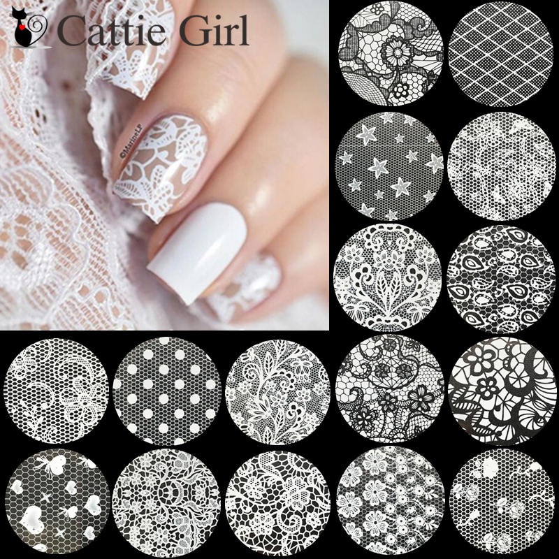 Autocollants pour ongles en dentelle Rose, noir et blanc, feuille de transfert, motif de fleurs noires, Art de manucure et de pédicure