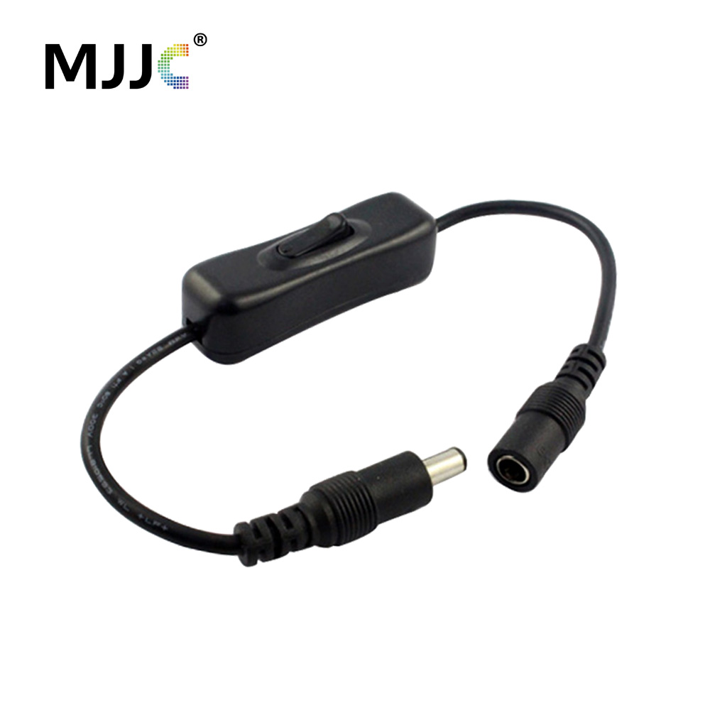 Inline 304 saklar On Off dengan kabel daya Pria Wanita 5.5x2.1mm saklar konektor DC 5V 12V 24V untuk CCTV lampu Strip LED