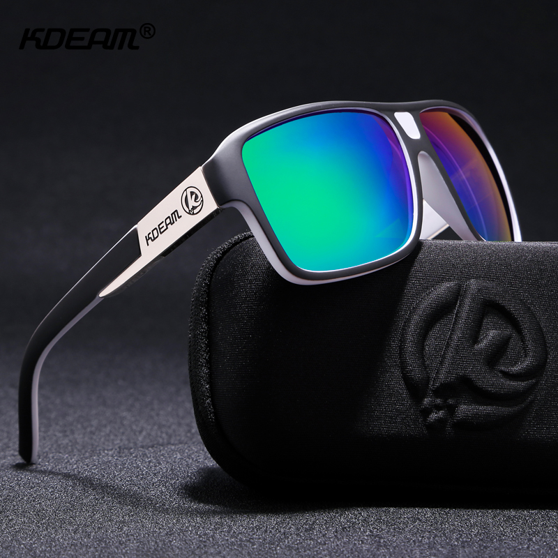 KDEAM nouveau miroir lunettes de soleil hommes lunettes de sport femmes polarisées grande taille lunettes de soleil Protection UV400 avec étui rigide KD520