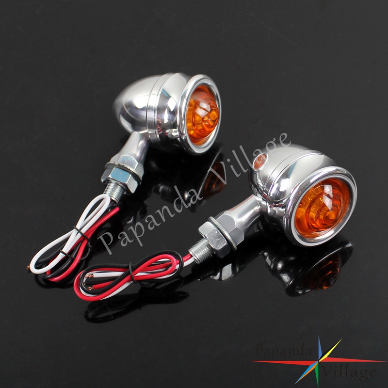 Motorcycle Chrome Led Richtingaanwijzer Flash Blinker Lamp Amber Light Voor Harley Softail Dyna Cafe Racer Bobber Chopper