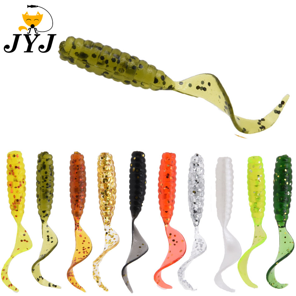 20 or30 pieces  4cm 6cm soft silica grub wrom lure bait for fishing tackle maggot worm baits lure soft bait with circel tail
