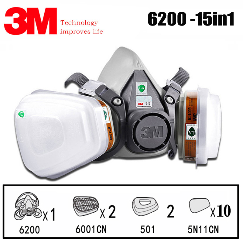 3M 6200 Nửa Mặt Tranh Phun Mặt Nạ Mặt Nạ 15 In 1 Phù Hợp Với An Toàn Làm Việc Với 6001 Lọc Bụi mặt Nạ