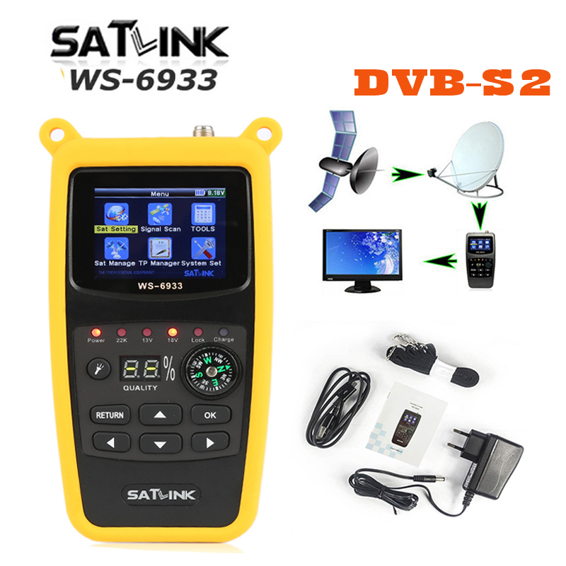 Satlink WS-6933 DVB-S2 FTA CKU Banda Digital SatelliteFinder Medidor WS6933 vs GT MEDIA V8 Finder 2
