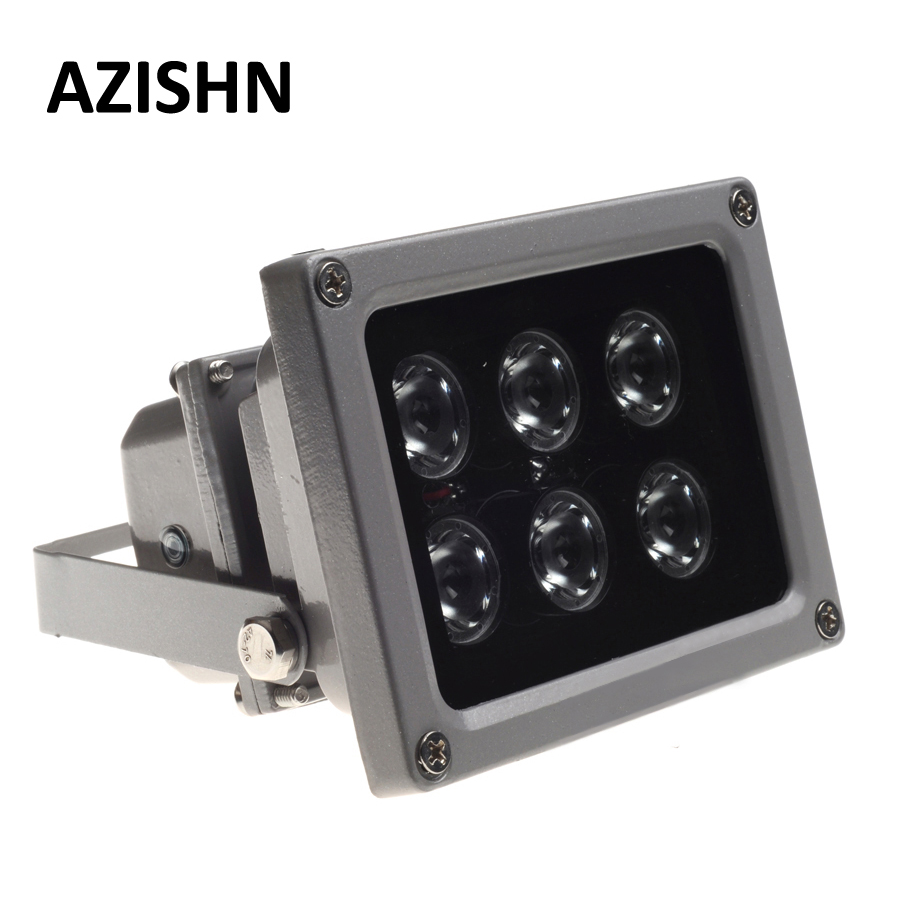 AZISHN CCTV светодиоды ИК-осветитель инфракрасная лампа 6 шт. массив светодиодов ИК уличный водонепроницаемый ночной вид CCTV заполняющий свет для камеры видеонаблюдения