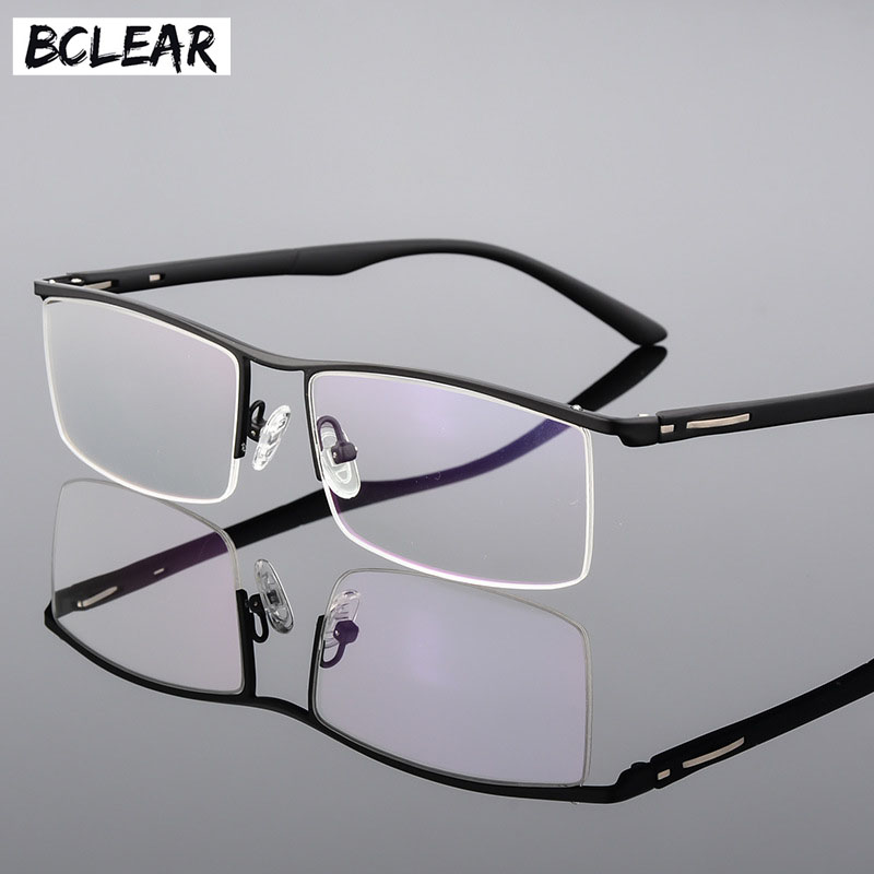 Bclear 2018 Baru High-End Bisnis Pria Kacamata Bingkai Kacamata Unik Temple Design Titanium Alloy Bingkai Setengah Tontonan kacamata