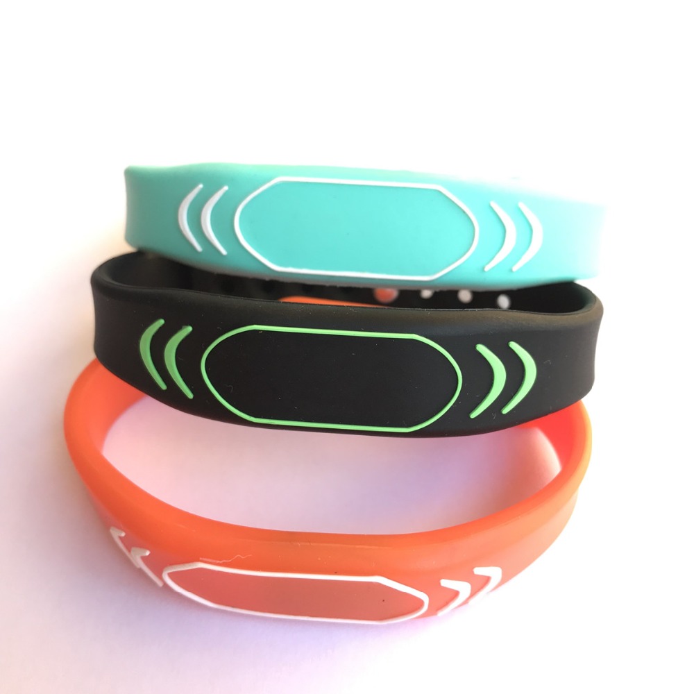 2 шт. новый дизайн 13,56 МГц ISO14443A MIFARE Classic 1K черный NFC силиконовый RFID браслет