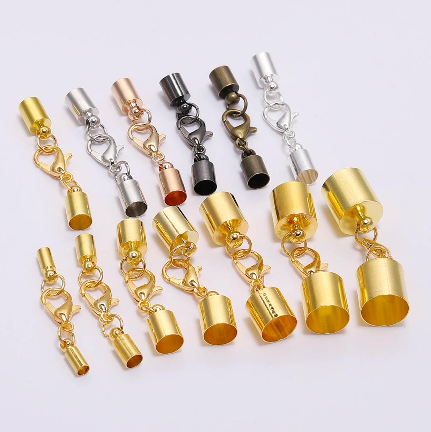 10 Cái/lốc Dây Da Vòng Tay Tôm Hùm Móc 3 4 5 6 8 10Mm Crimps Cấp Đầu Mũ Đầu Kết Nối trang Sức Làm Cho Những Phát Hiện