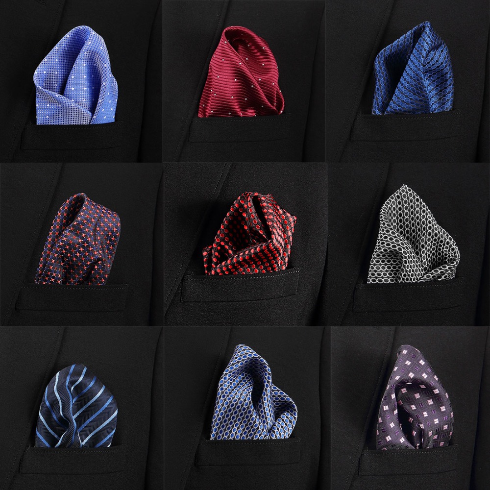 Vangise Mens Pocket Squares 도트 패턴 블루 손수건 패션 Hanky ​​남성용 비즈니스 정장 액세서리 22cm * 22cm